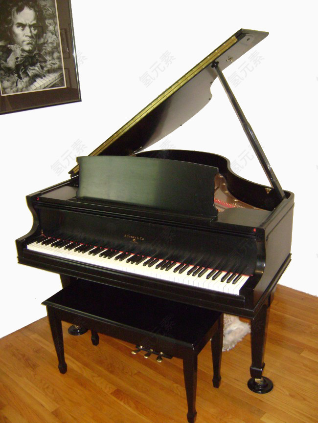 黑色钢琴墙上壁画
