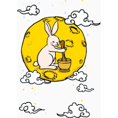 矢量中秋节祥云玉兔月亮装饰