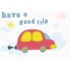 矢量可爱小汽车的旅行.