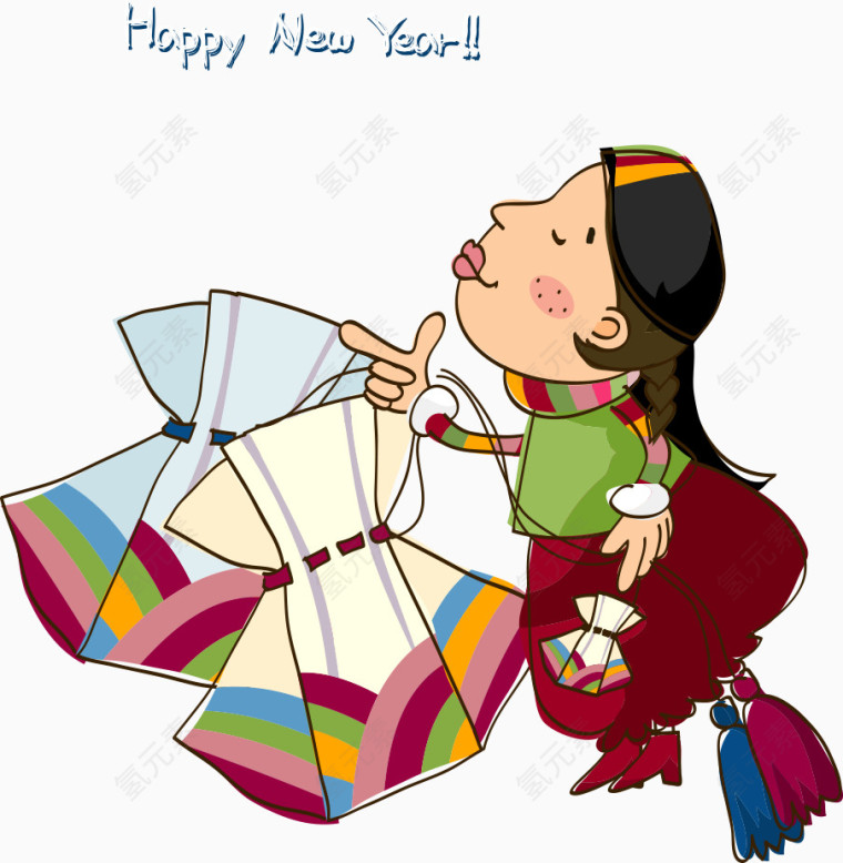 矢量新年卡通女孩