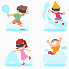 科技馆游玩的孩子