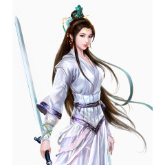 白衣英气女侠客古风手绘