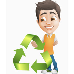 卡通手绘短发休闲男子拿循环图标