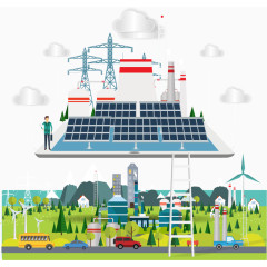 扁平化城市自然景色矢量素材