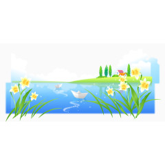 矢量背景素材小河与草地