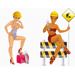 卡通性感美女工人