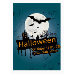 恐怖万圣夜派对宣传海报矢量图