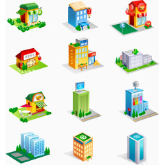 矢量服务机构建筑图标