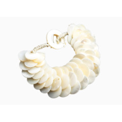 圆片贝壳串珠白色贝母手链