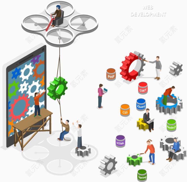 矢量手机网络建设素材