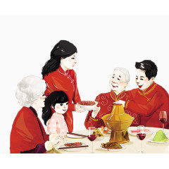 团圆饭一家人素材图