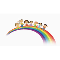 唯美精美儿童节彩虹欢乐小人