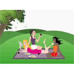 郊外聚会插画矢量