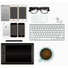 矢量手绘手机平板和键盘鼠标