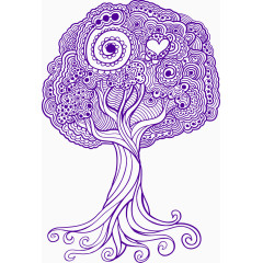 矢量手绘线描大树