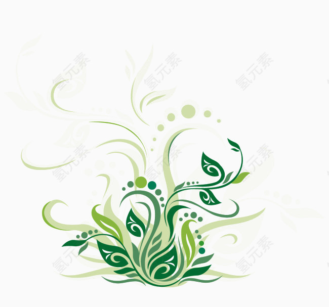 有质感的绿色植物花纹