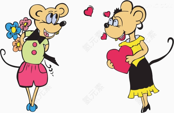 卡通老鼠情侣素材