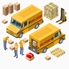 卡通手绘卡通快递车