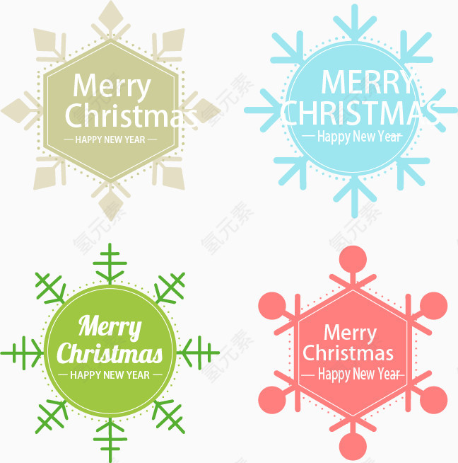 雪花形状节日标签