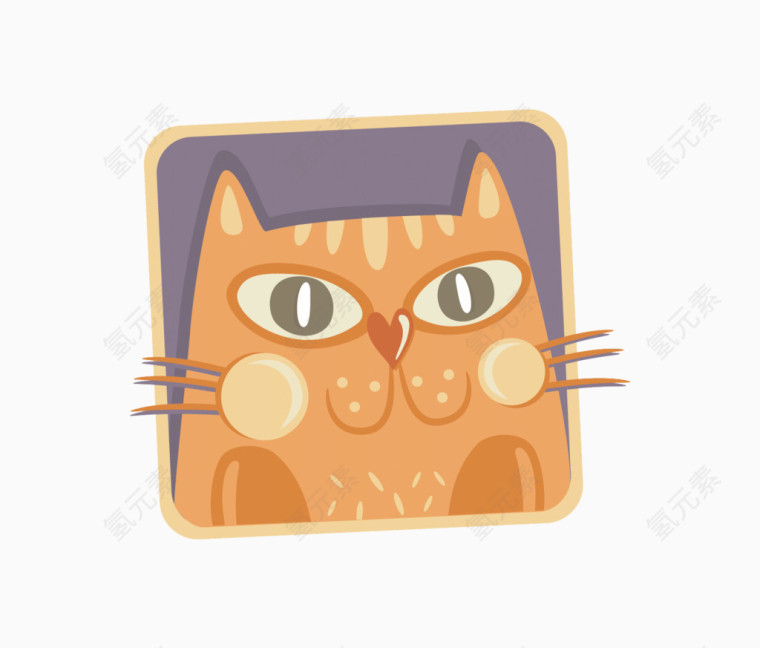 矢量黄色可爱猫咪装饰素材