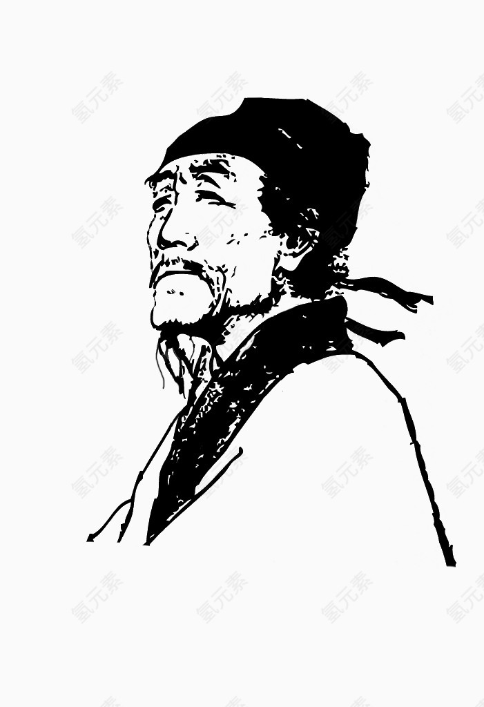 李白剪影素材