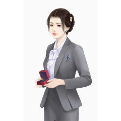 灰色西装盘发女子