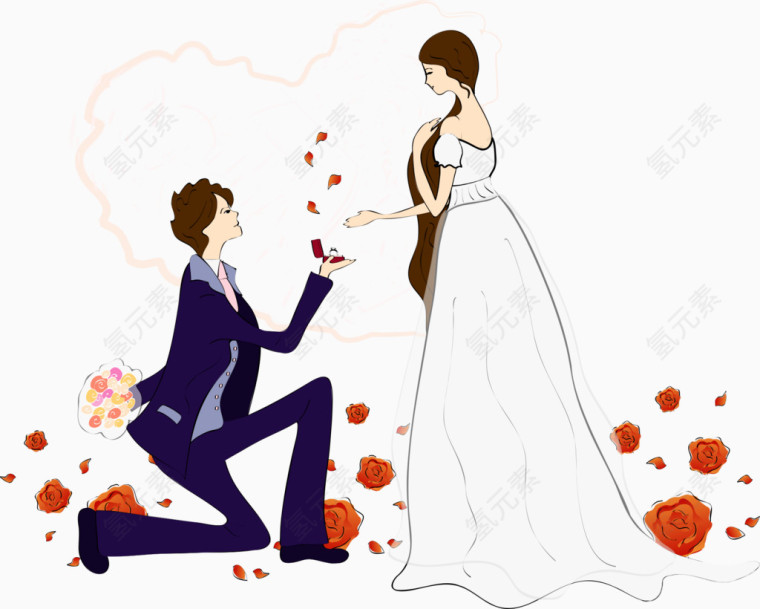 求婚的卡通男人