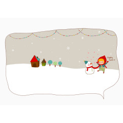 雪地上的雪人和小红帽