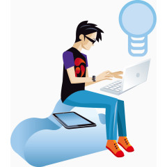 云端工作的男子