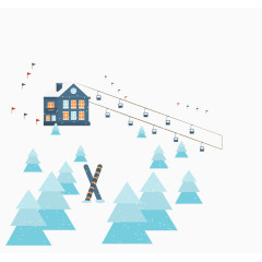 冬季观光缆车矢量图