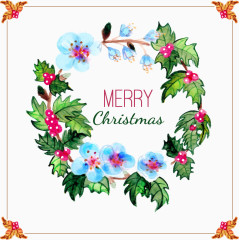 水彩树叶边框花环