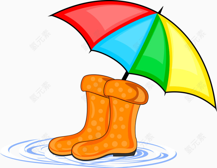 矢量雨伞鞋子
