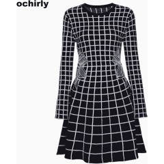 方格连衣裙欧时力