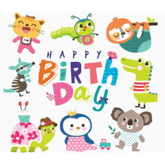 矢量手绘卡通生日聚会