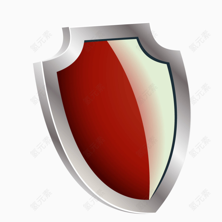 红色质感金属边框盾牌