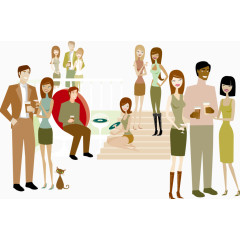 多人聚会宴会矢量素材