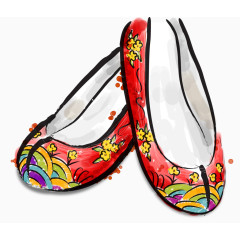 卡通手绘绣花鞋