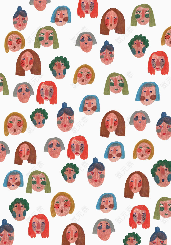 卡通女人人头背景
