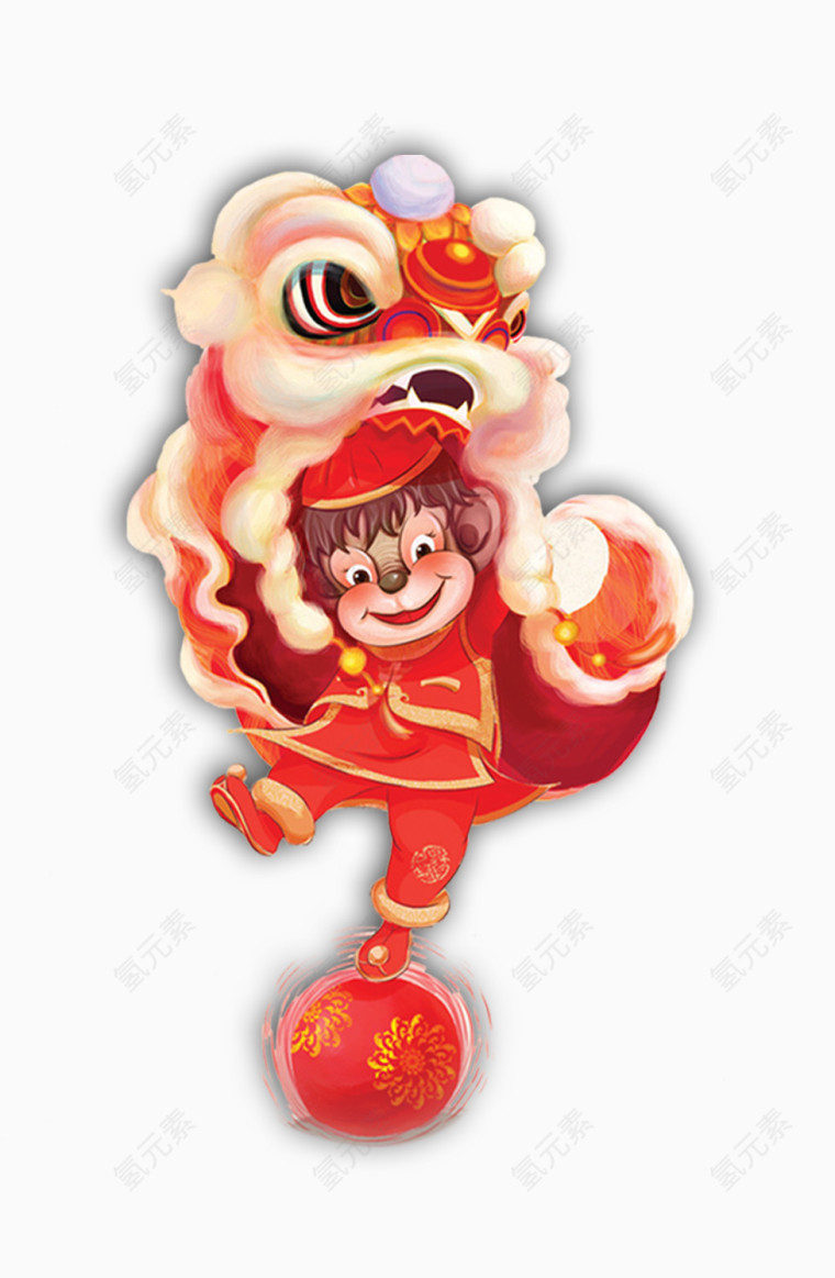 过节舞狮红色效果素材