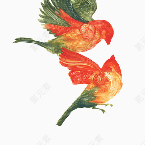 油画喜鹊鸟素材图片