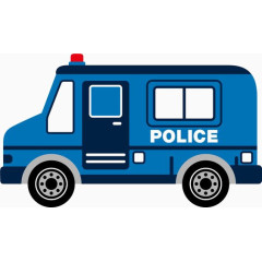 手绘蓝色警车