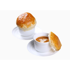 酥皮面包盖牛骨汤