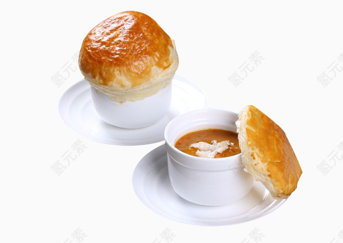 酥皮面包盖牛骨汤