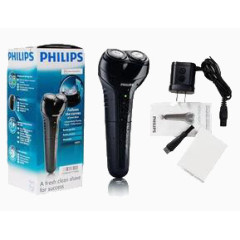 飞利浦刮胡刀和黑色充电器插线