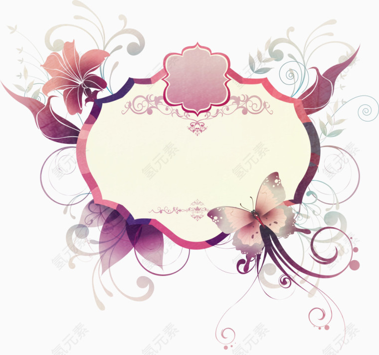 矢量紫色花纹边框