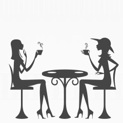 少女喝咖啡聊天剪影