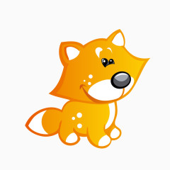 黄色矢量可爱狐狸插画