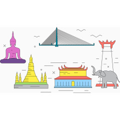 卡通泰国曼谷建筑素材