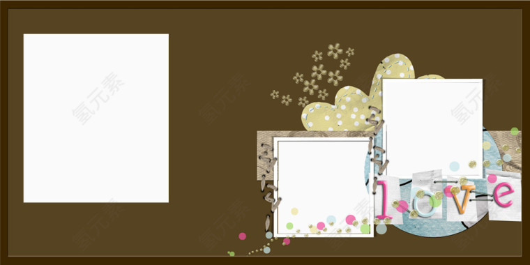 棕色照片边框模板元素