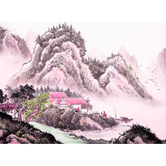 唯美山水画绘画